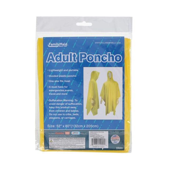 CTM Adult One Size Fits Most Solid Color Rain Poncho - Picture 2 of 3